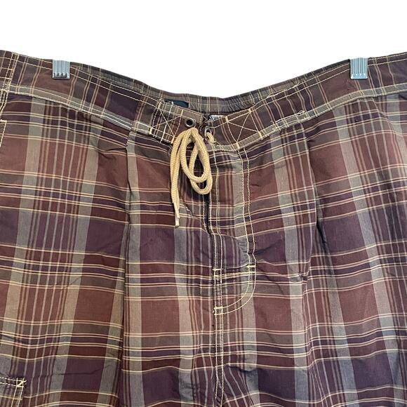 POLO by Ralph Lauren Plaid Swim Trunks Mens XXL Brown Board Shorts Beach Preppy - Picture 3 of 12